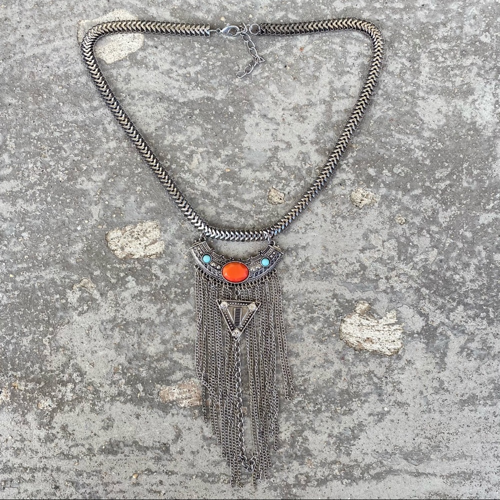 2/$16 Boho Geometric Fringed Necklace